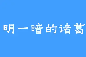 一明一暗的诸葛白