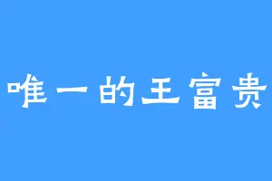 唯一的王富贵