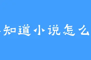 不知道小说怎么写