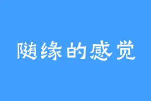 随缘的感觉